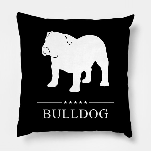 Bulldog Dog White Silhouette Pillow by millersye