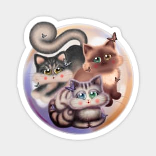 Lovely Cats with Butterflies Magnet