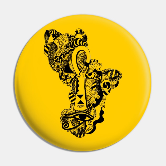 Black and Yellow Horus Ankh Pin by kenallouis