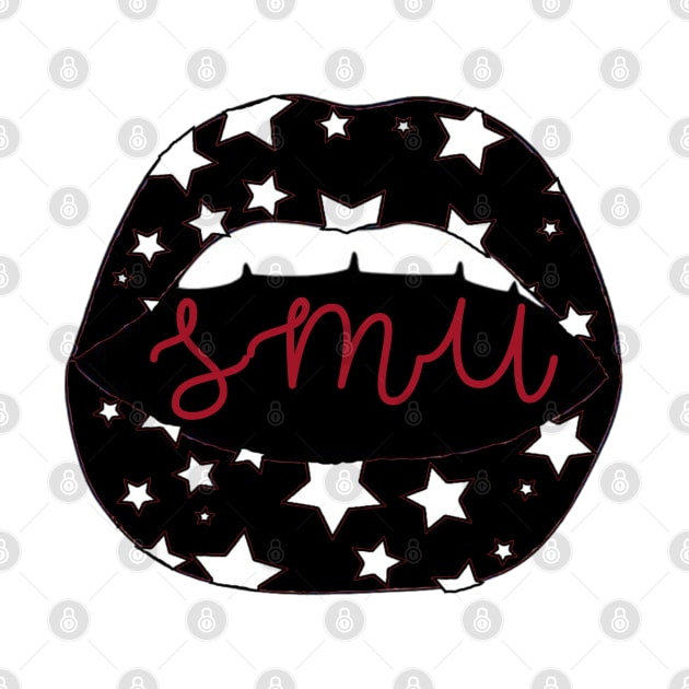 SMU Lips BW Red Script Stars by one-broke-kid