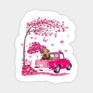 Valentine's Day Love Pickup Truck Wire Fox Terrier Magnet