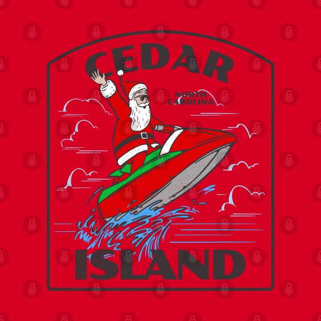 Cedar Island, NC Christmas Vacationing Waterskiing Santa by Contentarama