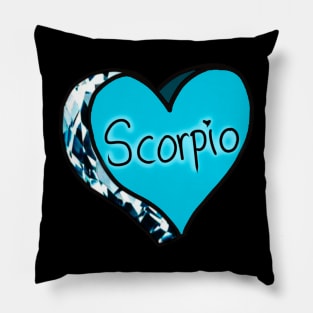 Scorpio Blue Aquamarine Love Heart Pillow