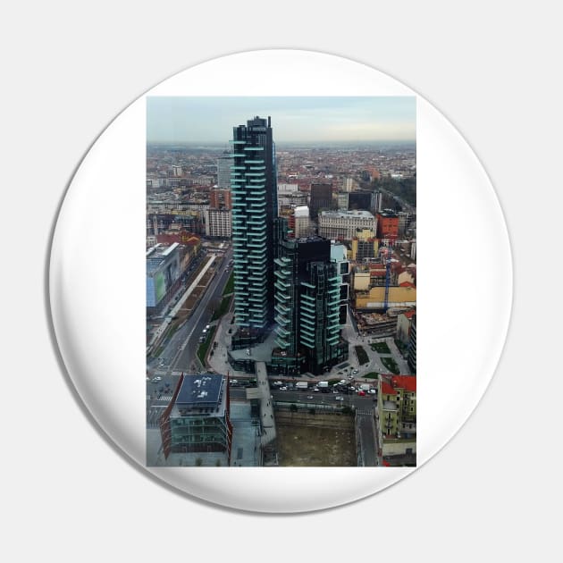 Aerial View of Central Milan with a Skyscraper Pin by IgorPozdnyakov