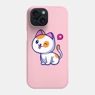 Cute Cat Sitting Cartoon Illustration Phone Case