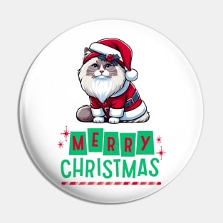 Merry Christmas Ragdoll Cat Pin