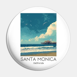 A Vintage Travel Illustration of Santa Monica - California - US Pin