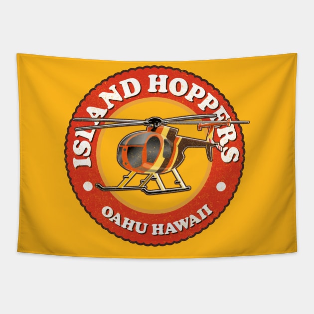 Island Hoppers Oahu Hawaii retro look, worn effect Tapestry by BOEC Gear