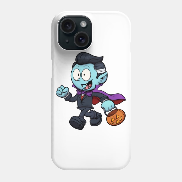 Kid Dressed As Dracula Trick Or Treating Phone Case by TheMaskedTooner