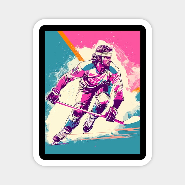 Retro Hockey Magnet by Hollywood Tees