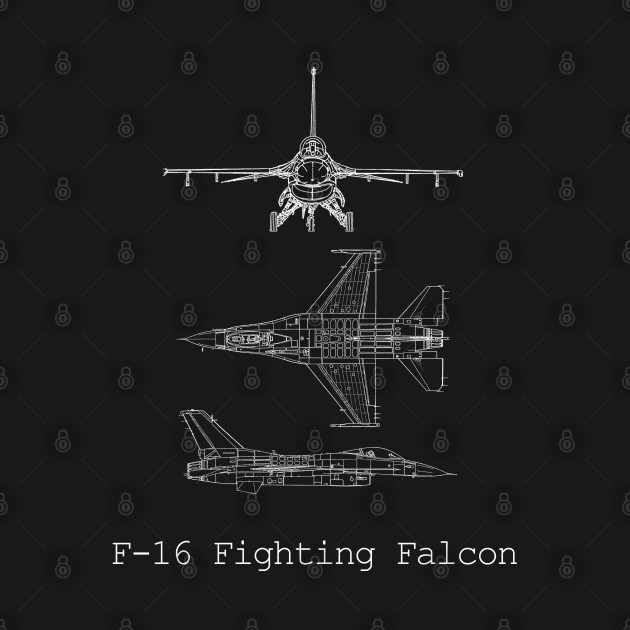 Discover F-16 Fighting Falcon Fighter Jet Mechanical Sketch - F 16 Fighting Falcon - T-Shirt