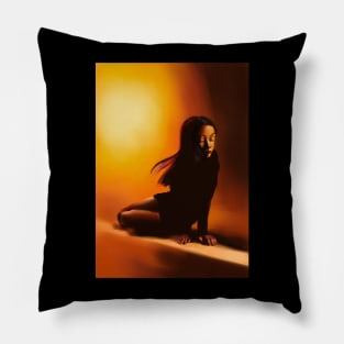 Girl in the warm light Pillow