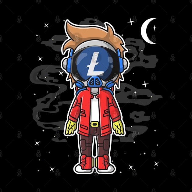 Hiphop Astronaut Litecoin Lite Coin LTC To The Moon Crypto Token Cryptocurrency Wallet Birthday Gift For Men Women Kids by Thingking About