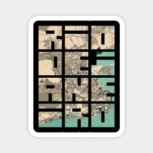 Rio de Janeiro, Brazil City Map - Vintage Magnet