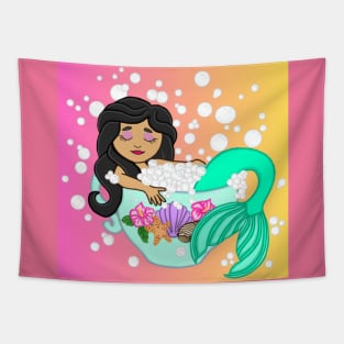 Teacup Mermaid (sunset) Tapestry