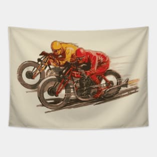 Vintage Motorcycle Racing Tapestry