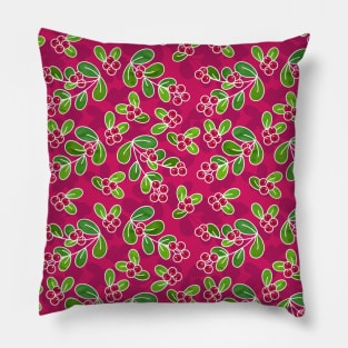 Cranberry Fruit Pattern on Fuchsia Pillow