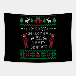 Ugly Christmas Sweater Merry Xmas Nasty Woman Tapestry