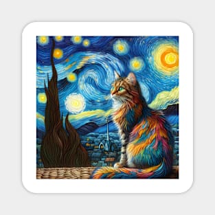 The Cat and the starry night Magnet