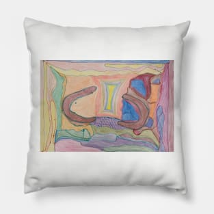 Bull Horns Behind the Mountains Pillow