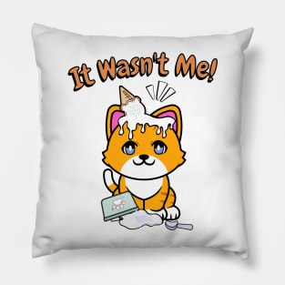 It wasnt me - orange cat Pillow