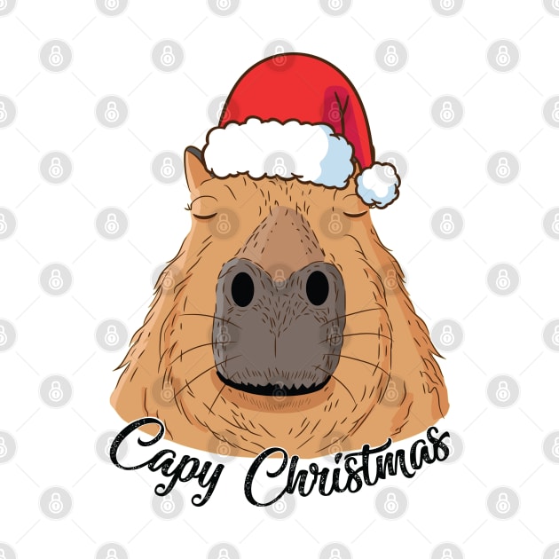 Capy or Huppy Christmas Capybara Holidays Santa Design by alltheprints