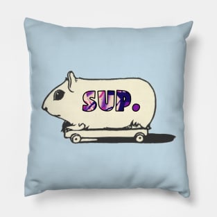 Sup gerbil on a skateboard text Pillow