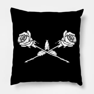 Double Rose White Pillow