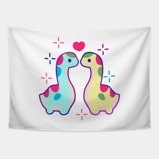 Two dinosaurs and heart Tapestry