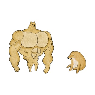 Swole Buff Doge VS Cheems Dank Meme T-Shirt