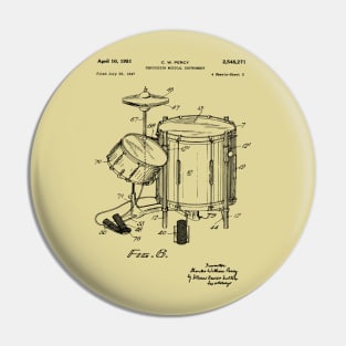 Drum Kit Player Gift Patent Art 1951 Pin