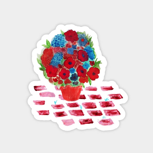 flowerpot garden patio wild flowers Magnet by oknoki