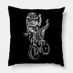 Dinosaur Riding a Bike Pillow