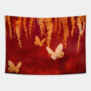 Wisteria and Butterflies Negative Painting Blaze Tapestry