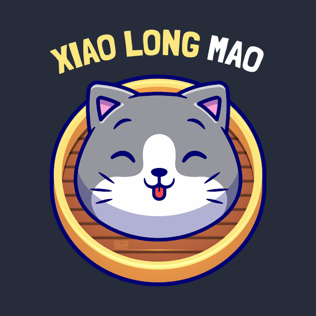 Funny Asian Chinese Dimsum Xiao Long Mao Bao Cat Lover Puns by porcodiseno