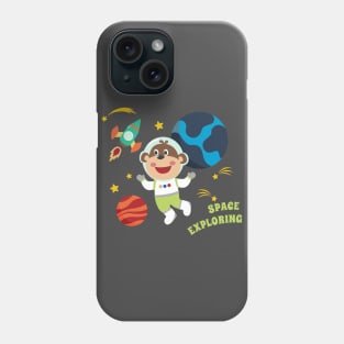 Space monkey or astronaut in a space suit with cartoon style Phone Case