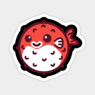 Blowfish Red on Black Magnet