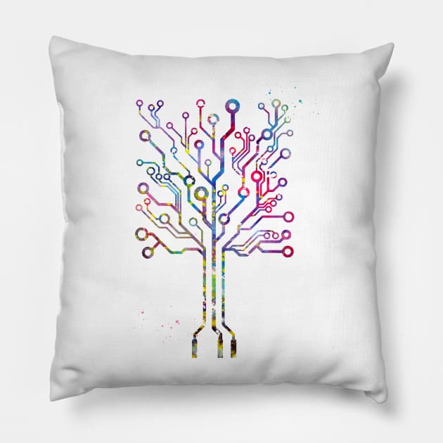 Circuit board tree Pillow by erzebeth