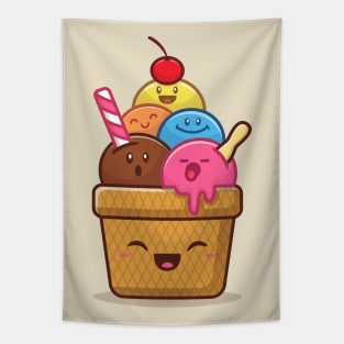 Happy Cute Ice Cream Tapestry