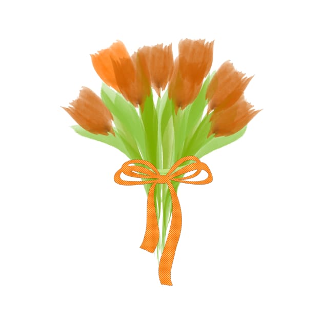 Bright Orange Tulips Art by technotext