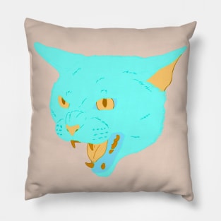 Vaporwave Cat - Cyan Pillow