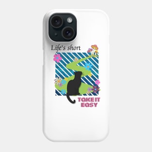 Black cat on the way to a psychedelic paradise Phone Case