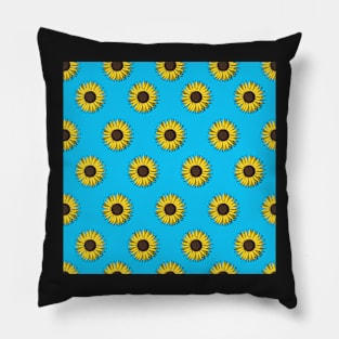 sunflower pattern in blue Pillow