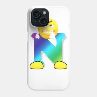 Letter N Alphabet Smiley Monogram Face Emoji Shirt for Men Women Kids Phone Case