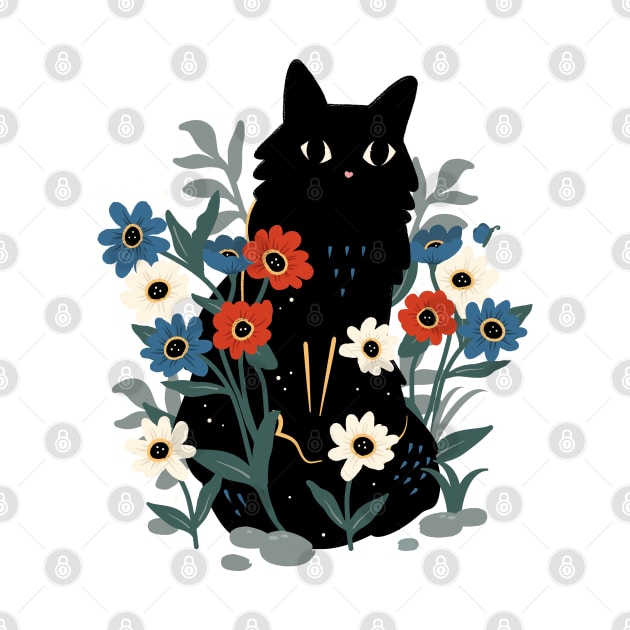 Cute black cat in the garden by crealizable