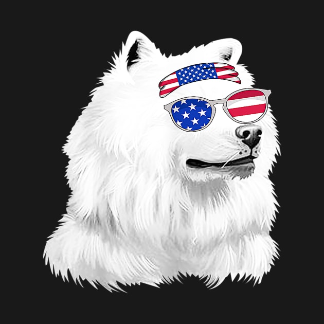 American Eskimo Dog Usa American Flag by Jannysingle