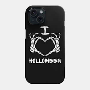 I love Halloween Cute Skeleton Heart Hands Shirt Phone Case