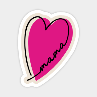 hot pink heart mama design line art heart letters mothers day gift for mom Magnet