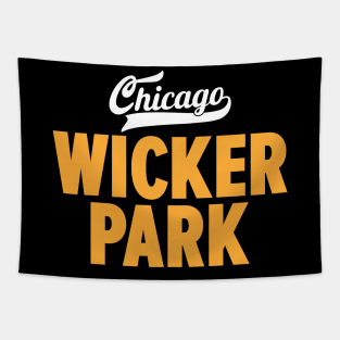 Wicker Park Chicago Minimal Logo Design - Chicago Neighborhood Series Tapestry