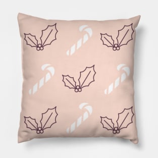 Pale Pink Candy Canes and Hollies Pillow